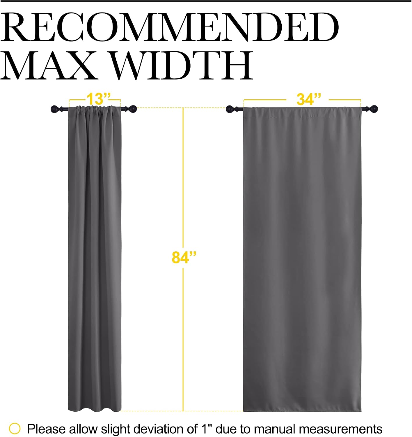 NICETOWN Grey Window Curtains for Bedroom - Home Decoration Thermal Insulated Rod Pocket Blackout Blinds & Drapes for Small Windows…