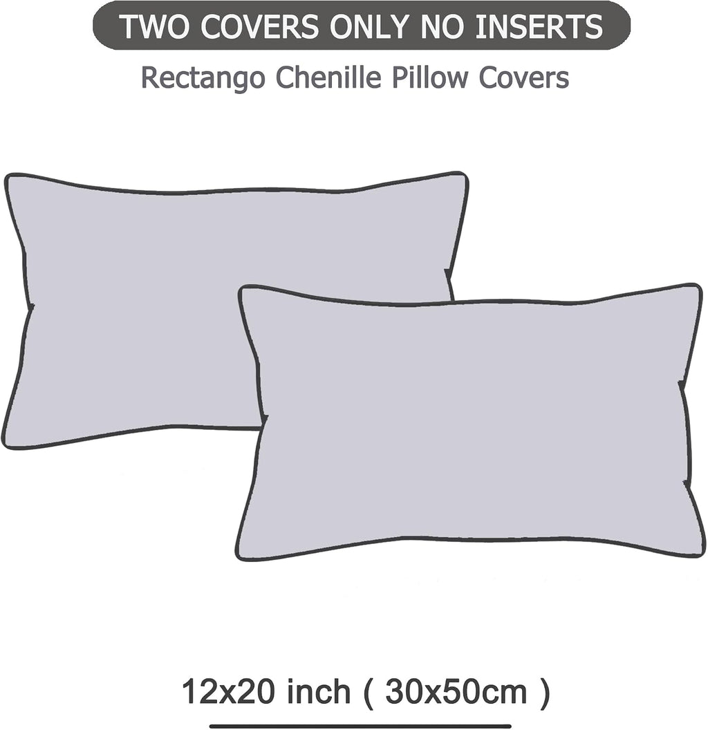 Gawamay Pack of 2 Decorative Lumbar Throw Pillow Covers 20x12 Inch, Soft Chenille Boho Farmhouse Cushion Cases, Couch Pillow Covers for Liv…