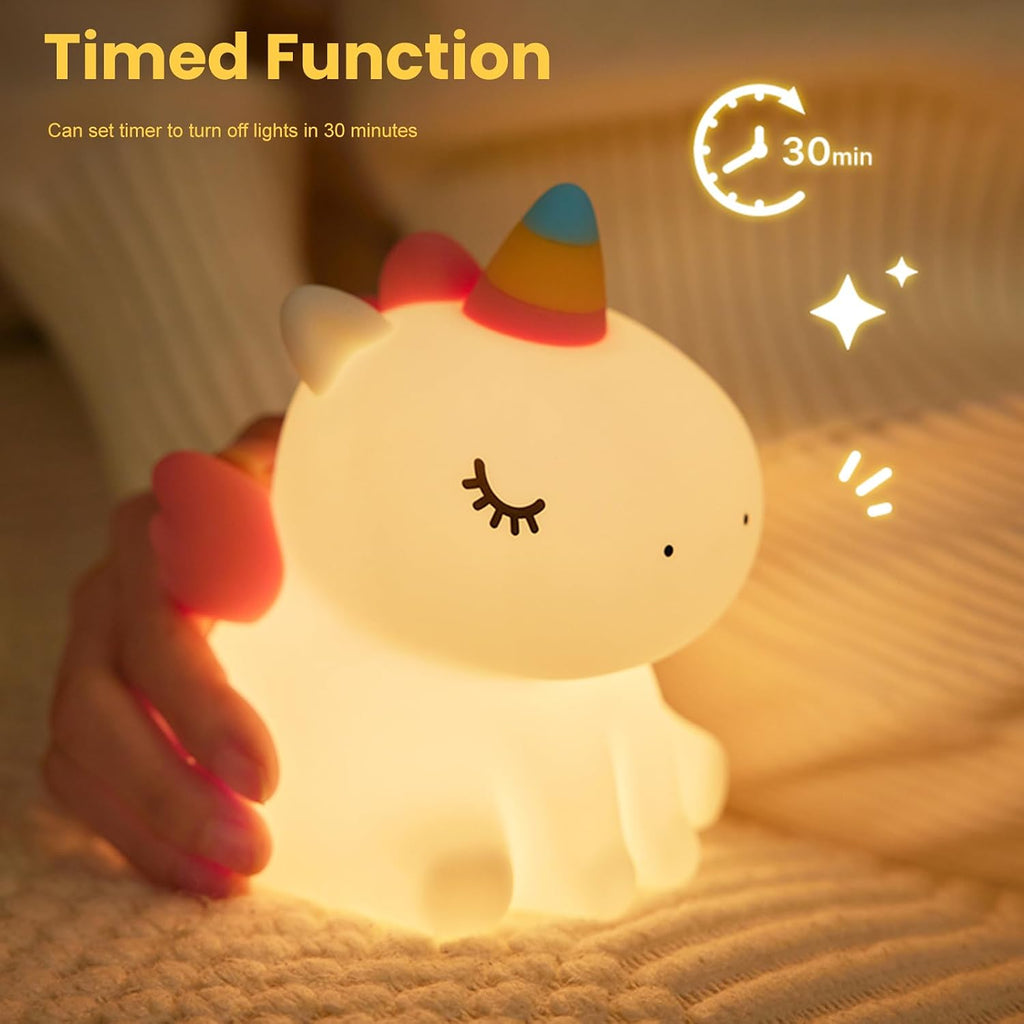 Unicorn Night Light for Kids, Silicone Baby Nursery Night Light Dimmable LED Unicorns Lamp Rechargeable Bedside Lamp Nightlight Unicorn…