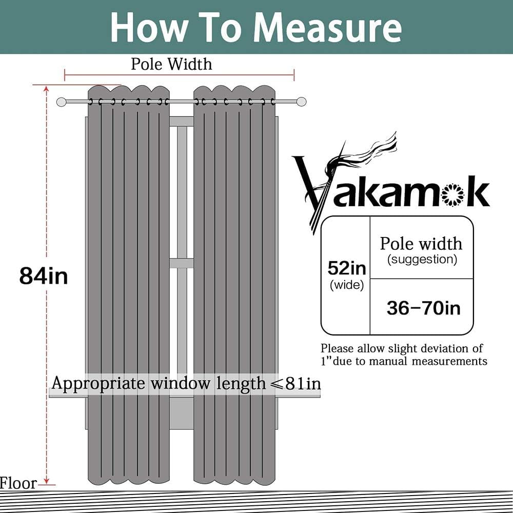 Yakamok Navy Blue 100% Blackout Curtains 84 Inches Long Thermal Insulated Window Curtain for Bedroom Living Room Darkening Set of 2 Panels…