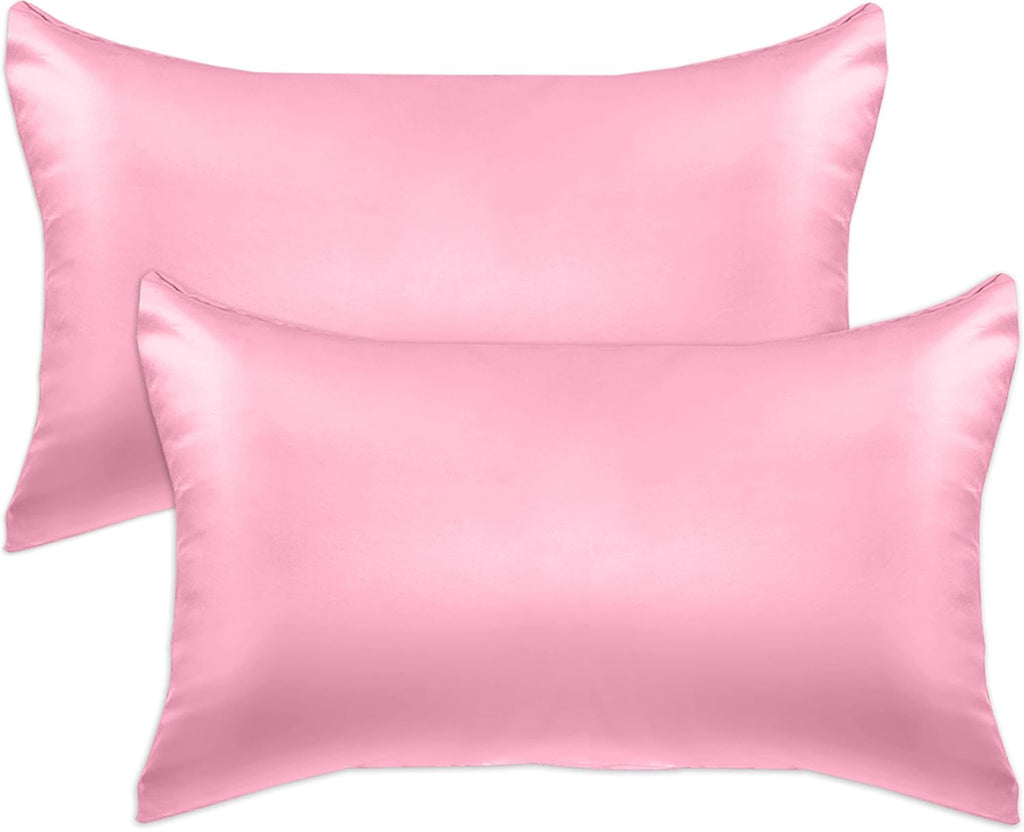 Elegantcomfort Elegant Comfort 2-Pack Cooling Viscose Satin Pillowcase Set with Hidden Zipper Closure, Silky Smooth for Hair and fabric…