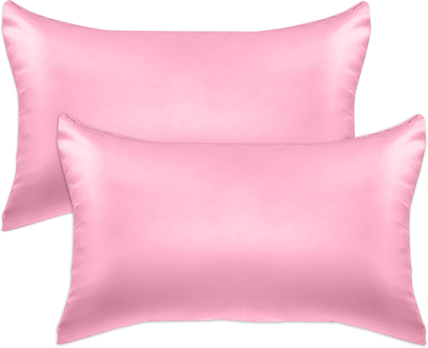 Elegantcomfort Elegant Comfort 2-Pack Cooling Viscose Satin Pillowcase Set with Hidden Zipper Closure, Silky Smooth for Hair and fabric…
