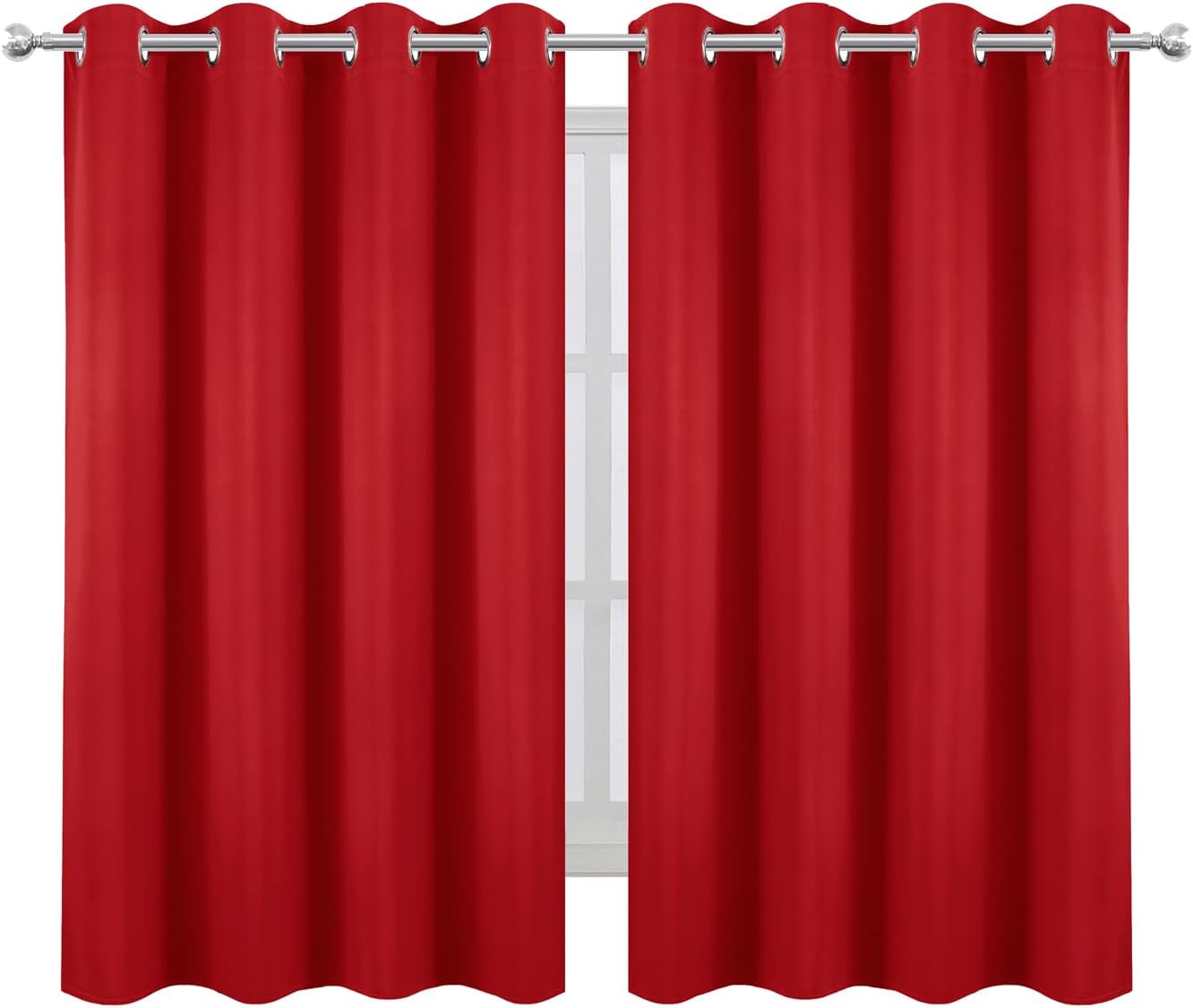 Lemomo Blackout Curtains 66 x 54 Inch Long Bright Red Curtains Set of 2 Panels Room Darkening Curtains for Bedroom and Living Room 54 Inch…