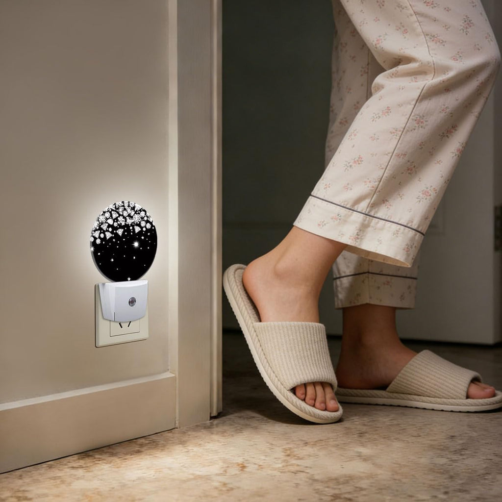 Shiny Diamond Night Light Plug-in Sleep Lamp Led Dusk to Dawn Night Light for Bedroom