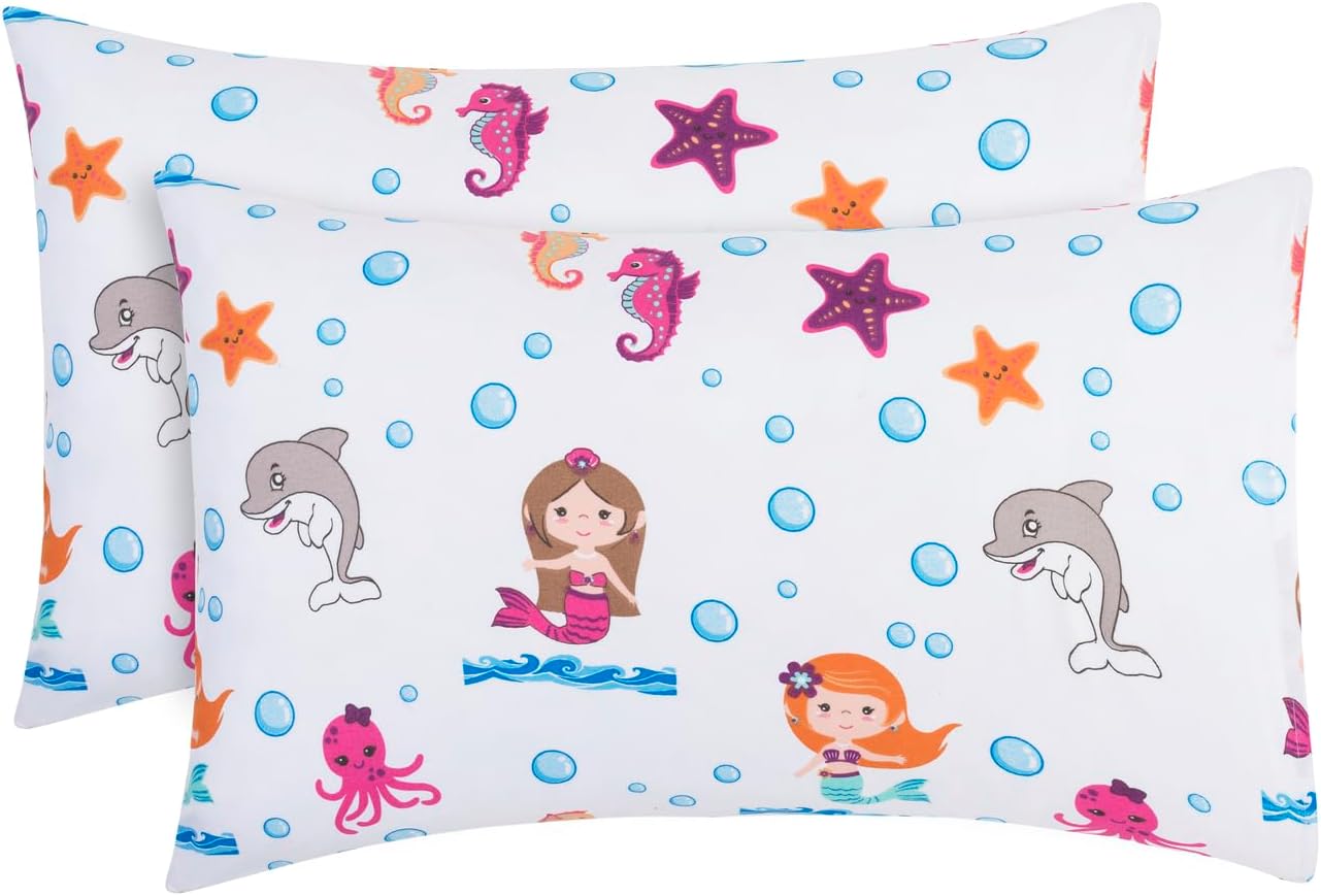 Everyday Kids 2-Pack Toddler Travel Pillowcases -100% Soft Microfiber, Breathable and Hypoallergenic - 14" by 20" Kids Pillowcases fits…