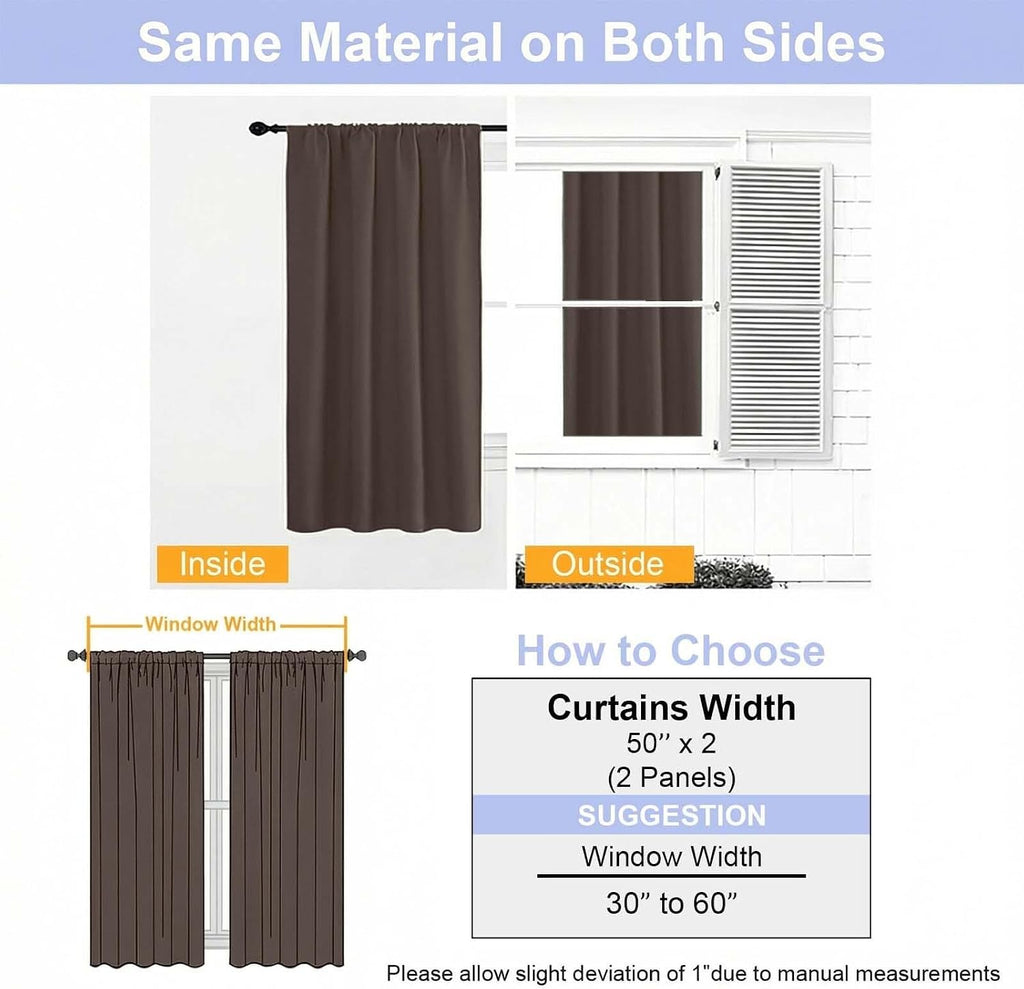 Simplebrand Ava Blackout Curtains for Patio 108 Inches Long 2 Panels Set, Solid Thermal Insulated Room Darkening Rod Pocket Window Treatmen…