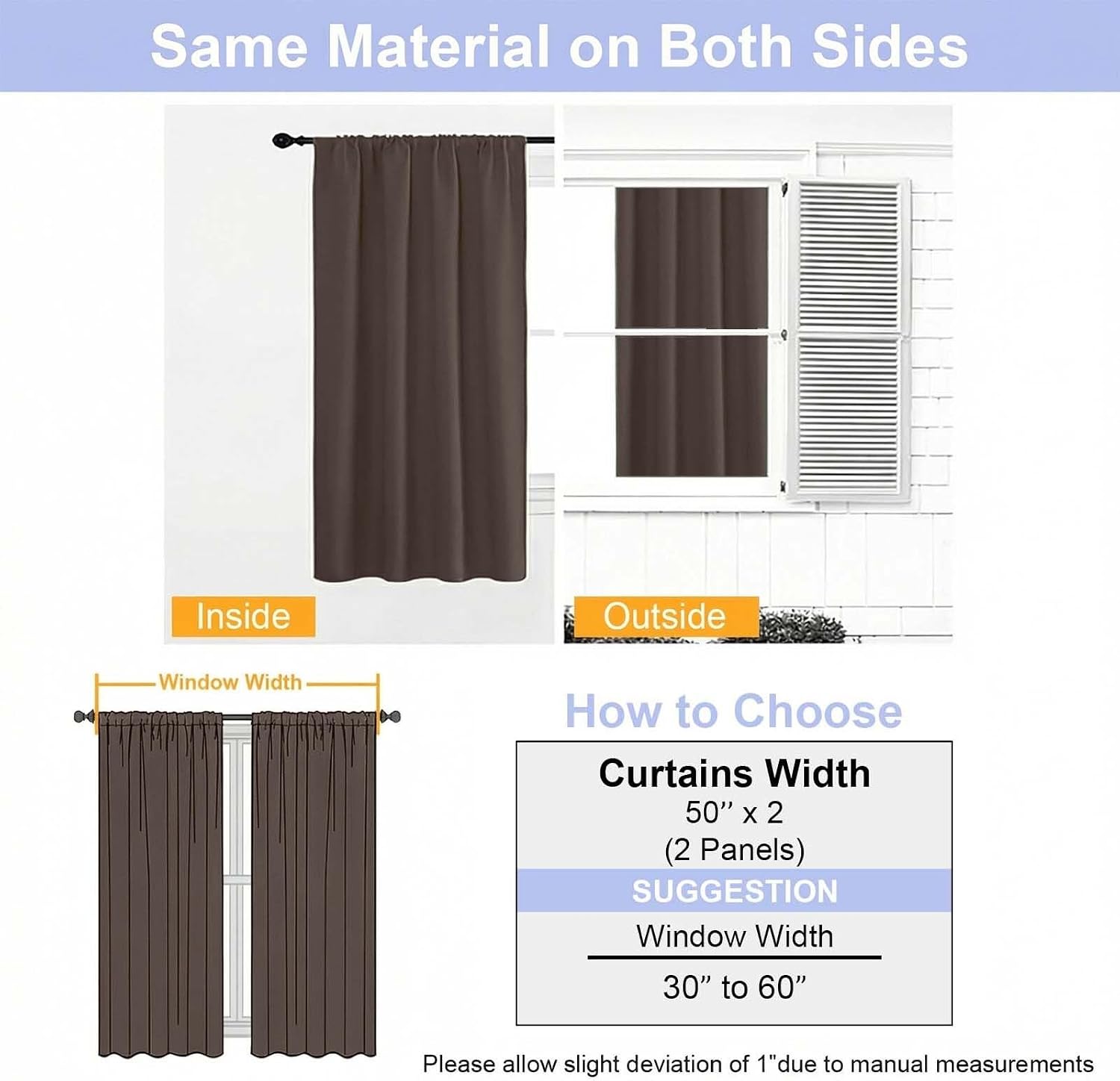 Simplebrand Ava Blackout Curtains for Patio 108 Inches Long 2 Panels Set, Solid Thermal Insulated Room Darkening Rod Pocket Window Treatmen…