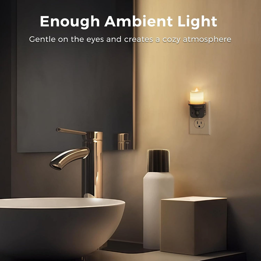 L LOHAS LED Candle Night Light, Dimmable Night Lights Plug into Wall, Dusk to Dawn Sensor, 0-100LM Flameless Candle Nightlight, Soft…