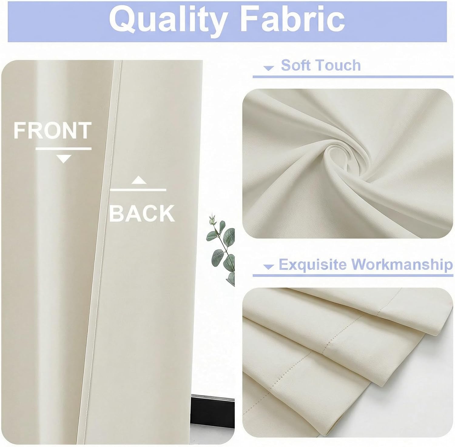 Simplebrand Ava Light Beige Light Filtering Curtains for Bedroom 96 Inches Long 2 Panels, Solid Thermal Insulated, Energy Saving Nursery Wi…
