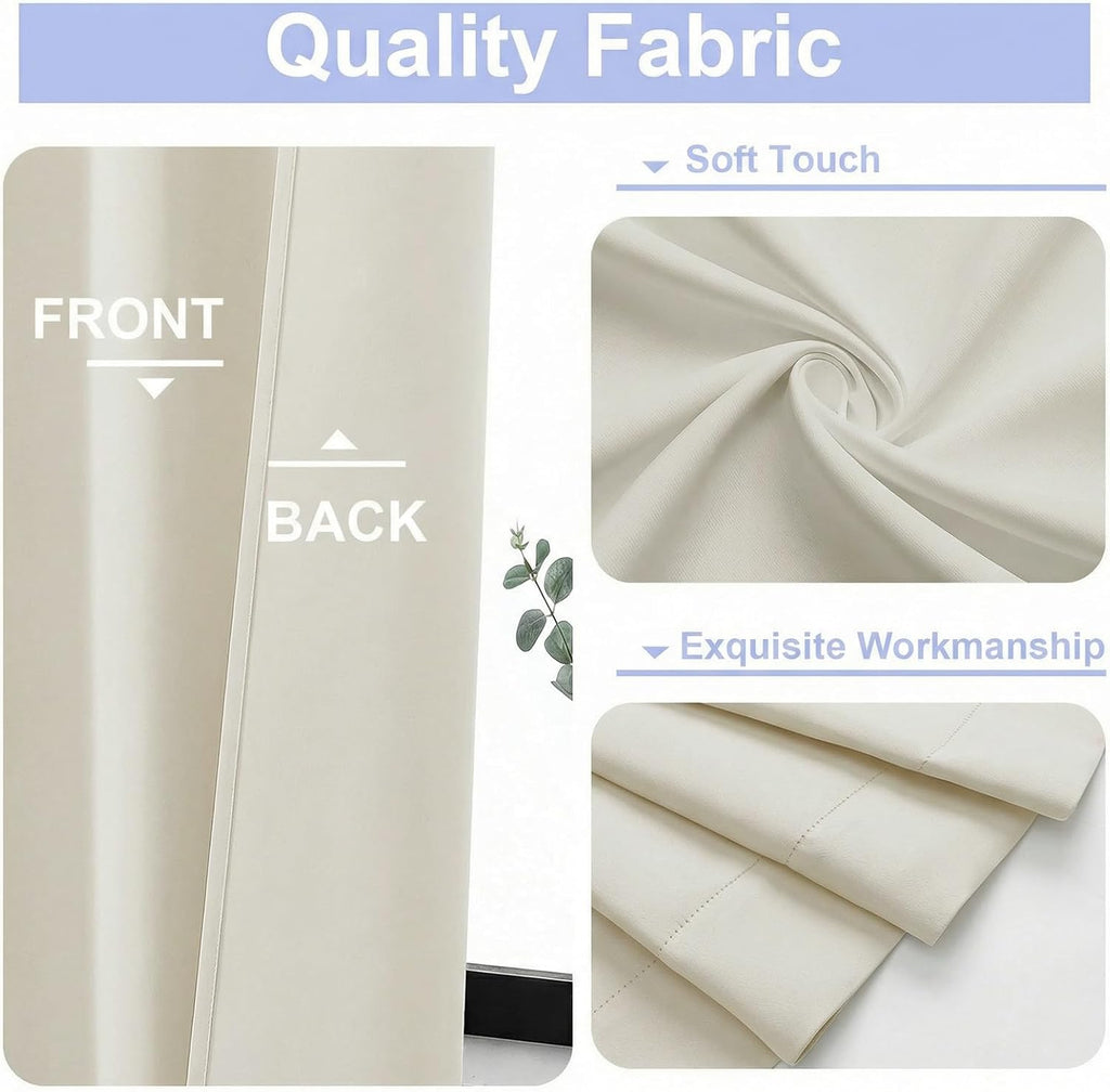 Simplebrand Ava Light Beige Light Filtering Curtains for Bedroom 72 Inch Length 2 Panels Set, Privacy Thermal Insulated Rod Pocket Door Win…