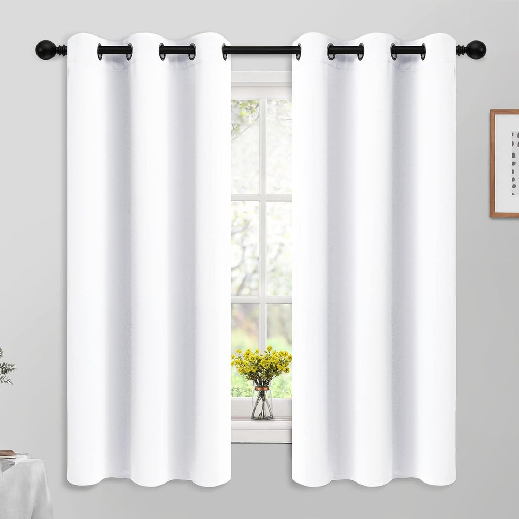 Yakamok Blackout Curtains Room Darkening Thermal Insulated Window Panels, Solid Grommet Top Drapes for Bedroom/Living Room(42Wx63L, Pure…