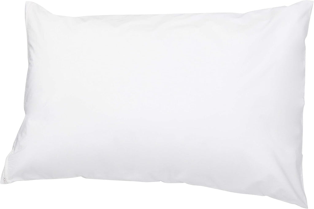 Amazon Basics Queen Pillow Protector with Zipper, 100% Cotton Hypoallergenic, Machine Washable, White, 31 x 21 Inches, Pillows Not…