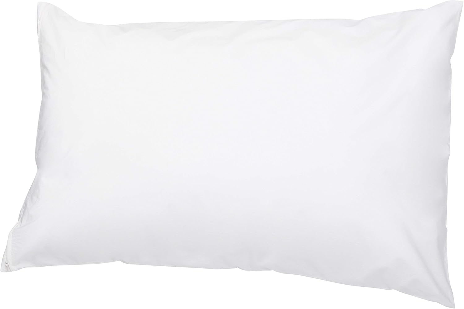 Amazon Basics Queen Pillow Protector with Zipper, 100% Cotton Hypoallergenic, Machine Washable, White, 31 x 21 Inches, Pillows Not…