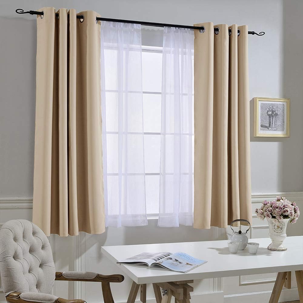 Nicetown Bedroom Curtains Room Darkening Drapes - Biscotti Beige Curtains/Panels for Bedroom, Grommet Top, 2-Pack, 52 x 45 inches Long, The…