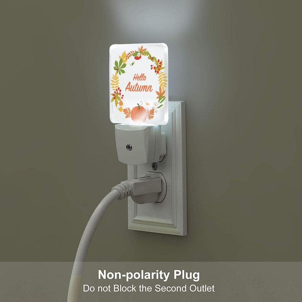 Hello Autumn Night Light, Plug Into Wall with Dusk to Dawn Light Sensors, Warm Nightlights for Bedroom, Bathroom, Hallway, Kitchen, Gifts…