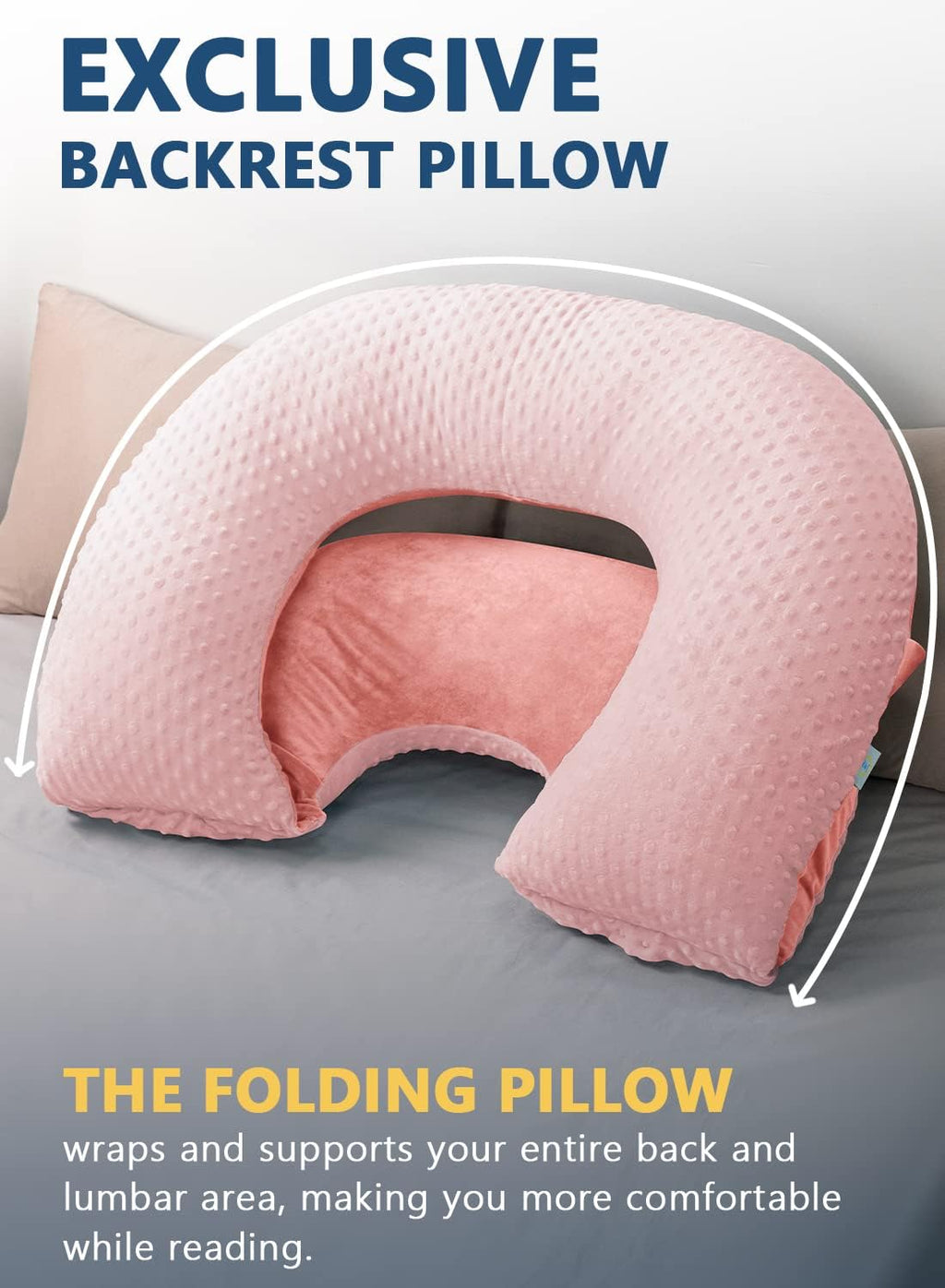 Insen Reading Pillow, Back Pillow for Sitting in Bed for Reading, Nurse & Relax, Reading Pillow for Adults, Moms & Kids, Sit Up Pillow for…