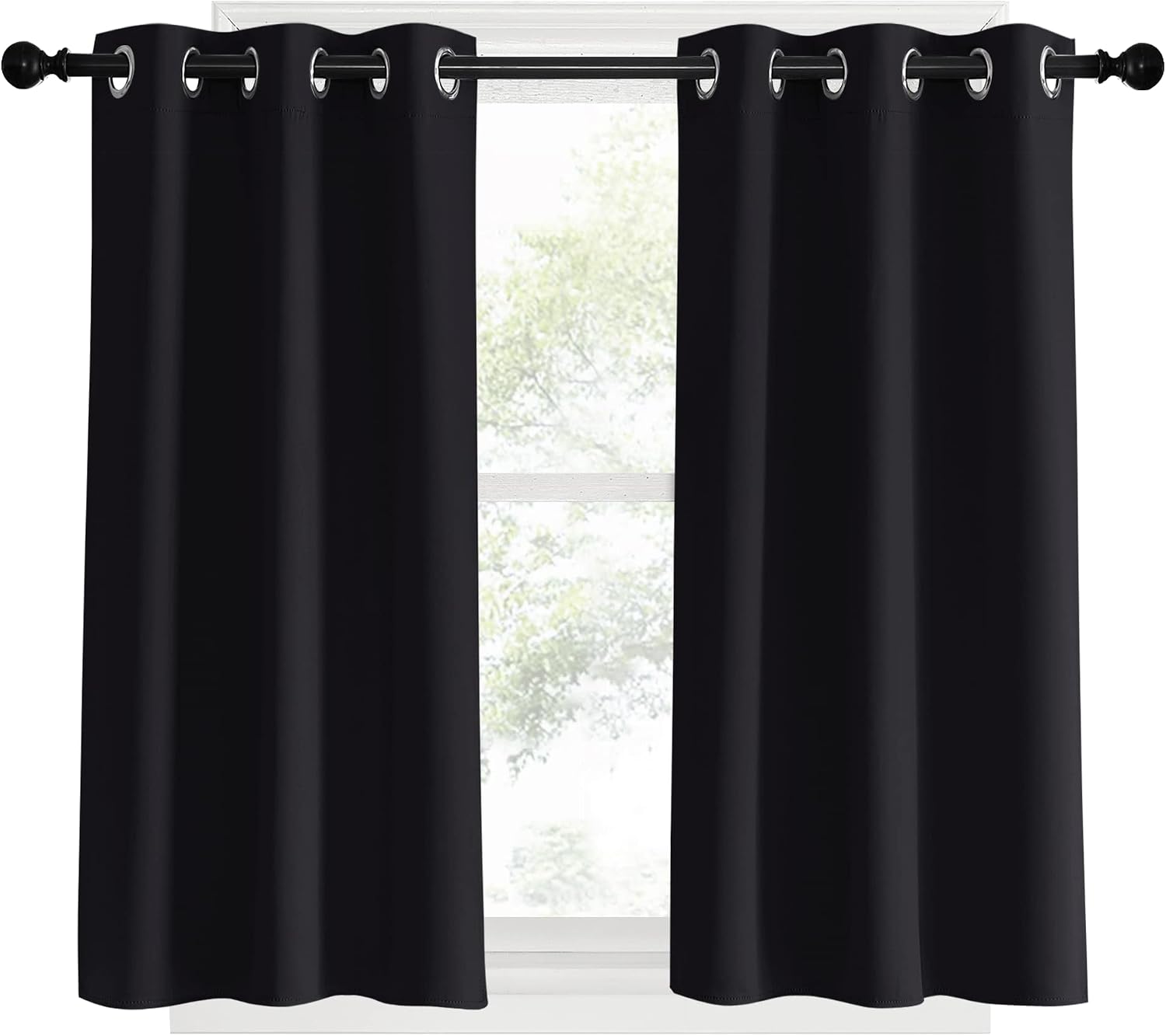 NICETOWN Blackout Bedroom Curtains for Windows 40 inch Long, Black, 2 Panels, 34 in Wide, Solid Thermal Insulated Grommet Light Reducing…