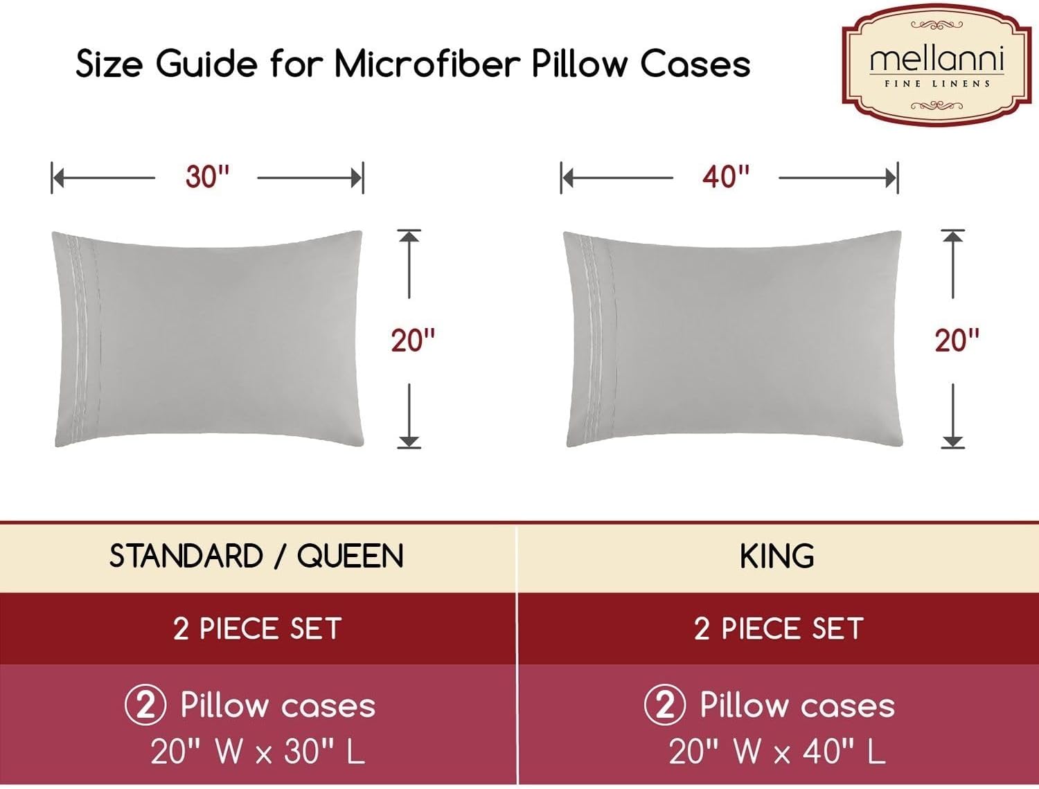 Mellanni Pillow Cases - Luxury, Extra Soft, Cooling Pillow Covers - 2 PC Iconic Collection Pillowcases - Envelope Closure (King 20" x 40",…