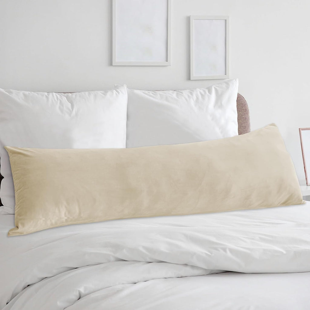 StangH Beige Velvet Body Pillow Cover Super Soft Large Pillowcase for Pregancy/Baby, Home Decoration for All Seasons Sofa Bedroom Theater,…