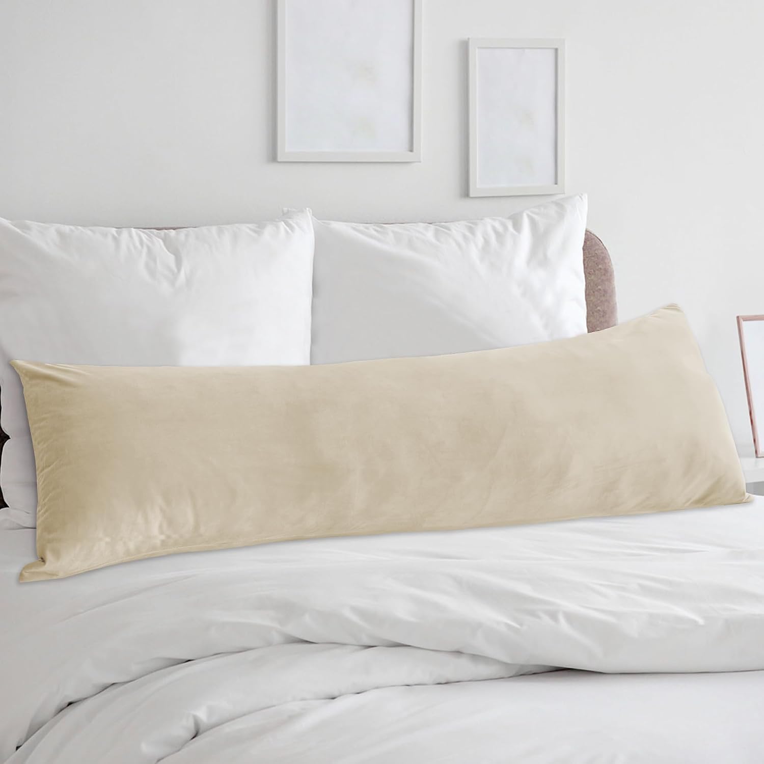 StangH Beige Velvet Body Pillow Cover Super Soft Large Pillowcase for Pregancy/Baby, Home Decoration for All Seasons Sofa Bedroom Theater,…