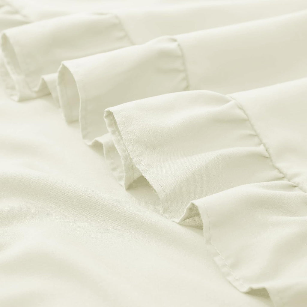 KKJIAF Ruffle Pillow Cases 24x24 Inches, Beige Square Ruffled Pillow Covers Set of 2, Microfiber Wrinkle Resistant Pillow Shams with…