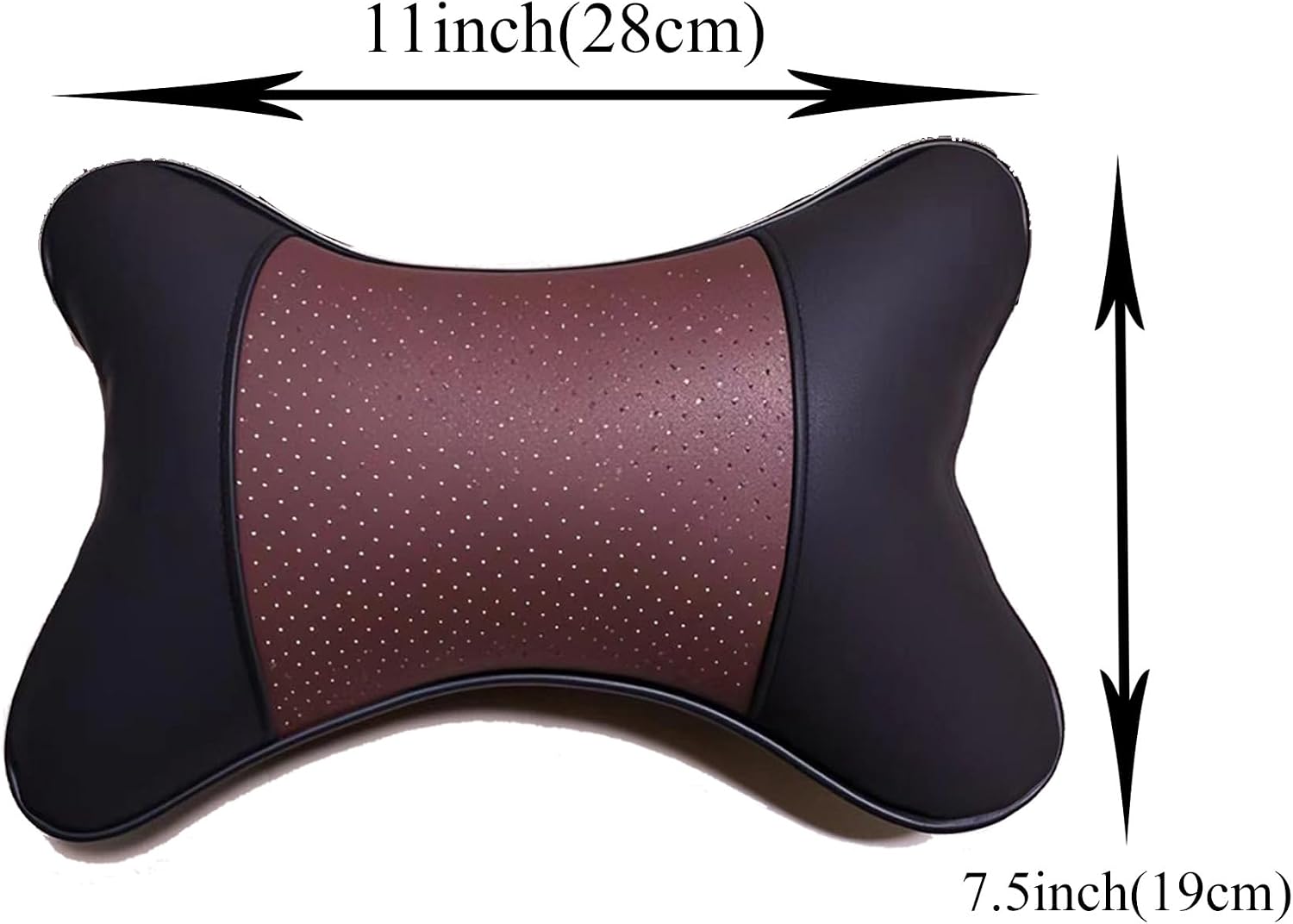 Professinalcaraccessories Car Neck Pillows Both Side Pu Leather 2pieces Pack Headrest Fit for Most Cars Filled Fiber Universal Car Pillow (…