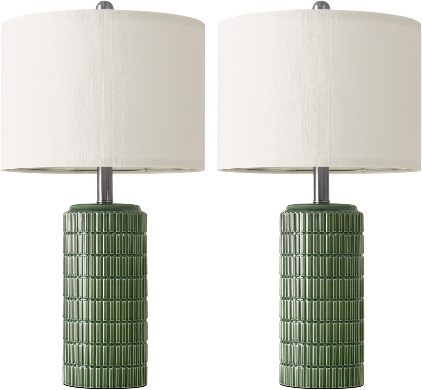 PoKat 24" Modern Ceramic Table Lamps Set of 2 for Bedroom, Green Bedside Lamps for Night Stands, Farmhouse House Decor Nightstand Table…