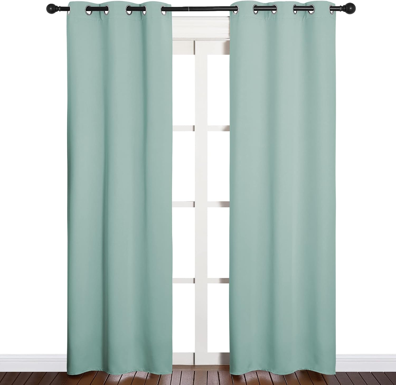 NICETOWN Window Curtain Panels, Thermal Curtains Insulated Solid Grommet Blackout Draperies/Drapes for Loft Window (Aqua, One Pair, 34 by…