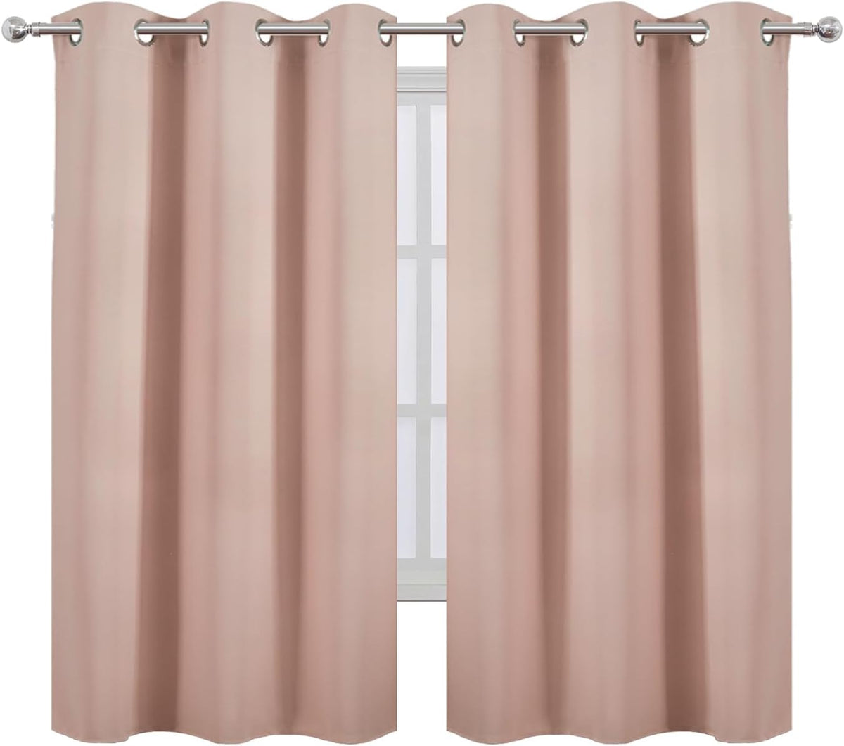 Lemomo Blush Thermal Blackout Curtains/38 x 63 Inch/Set of 2 Panels Room Darkening Curtains for Bedroom 63 Inch silver
