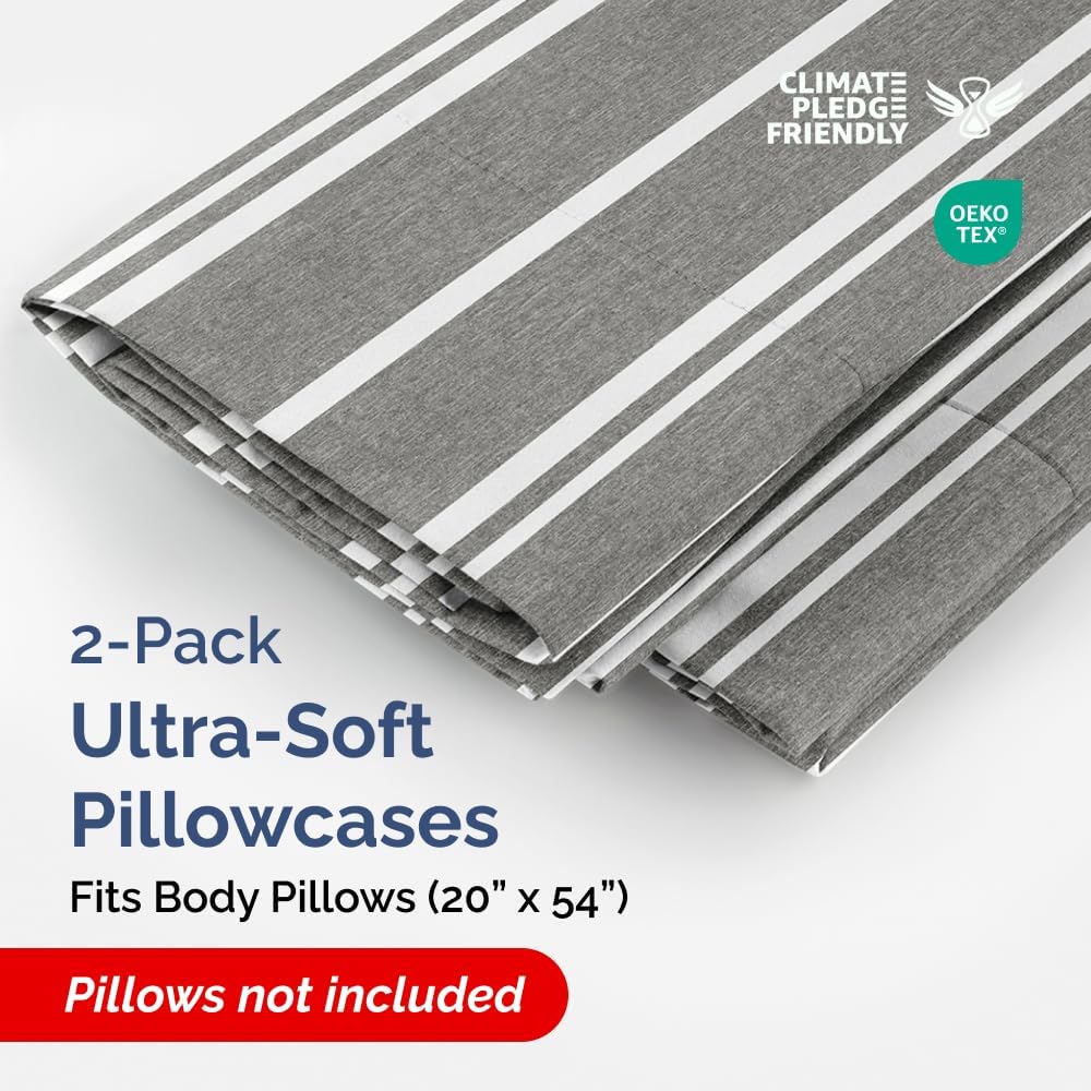 Body Pillowcases Set of 2-20x54 Long Body Pillow Case - Soft Body Pillow Cover for Sleeping & Side Sleepers - Comfy, Wrinkle & Fade Free…