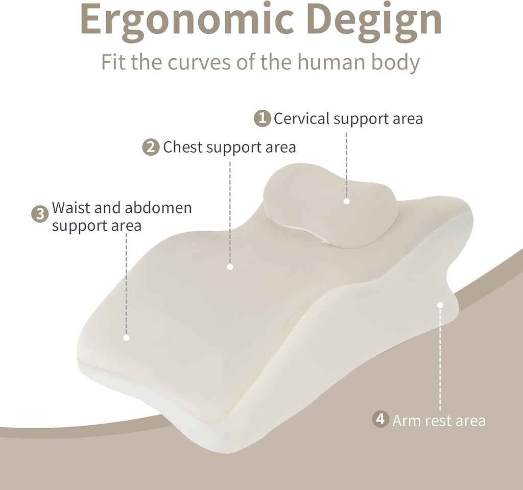 YouBath Reading Prone, Ergonomic Back Support Pillow for Bed Sitting Up Prone Pillow Face Down Sleep, Resting, Relaxing Back, with Washable…