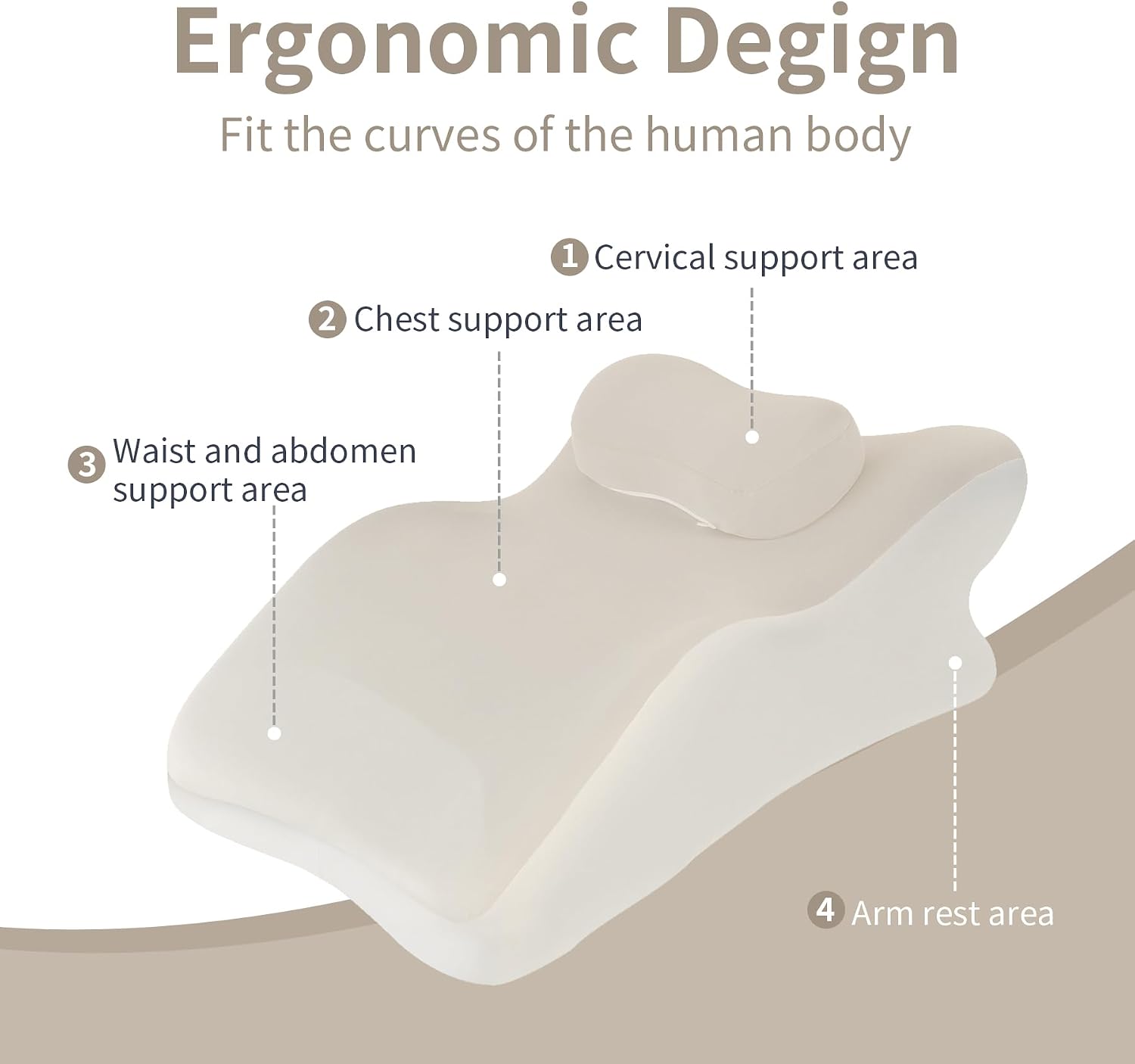 YouBath Reading Prone, Ergonomic Back Support Pillow for Bed Sitting Up Prone Pillow Face Down Sleep, Resting, Relaxing Back, with Washable…