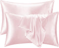 QJFabricCO Q&J Fabric Co. 2 Pack Satin Pillowcase Silk Like Pillow Cases 20x26 inch Pink Cooling Pillow Cases with Envelope Closure for Hai…