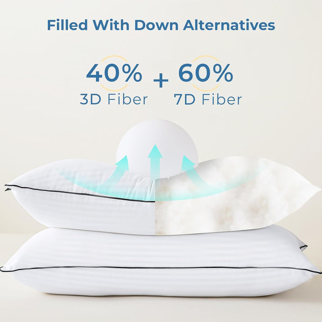 GOHOME King Size Pillows Set of 4 - Bed Pillows for Sleeping 4 Pack, Cooling Supportive Hotel Pillows with Premium Soft Down Alternative…