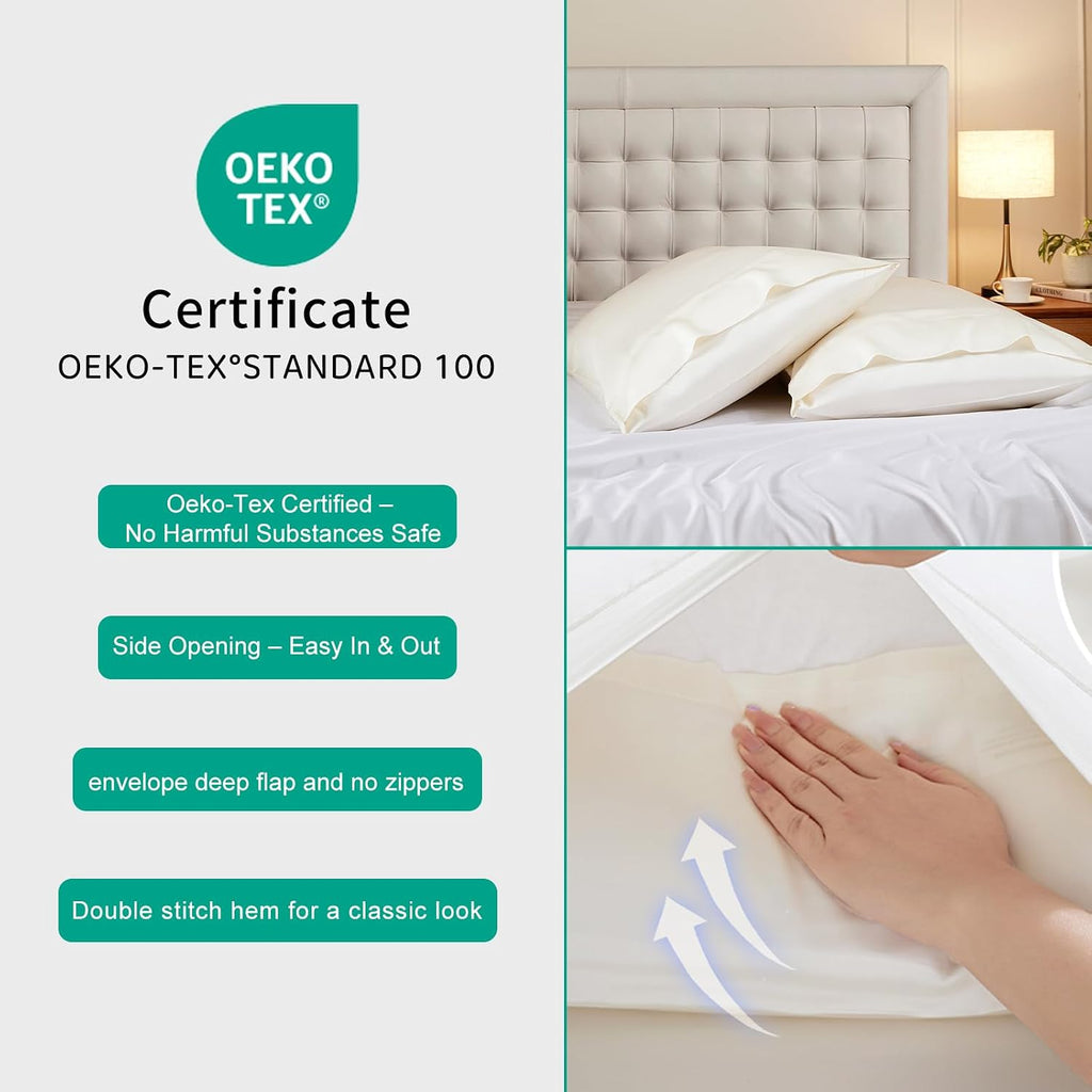 Stnomyhome Eucalyptus Tencel Cooling Pillowcase 2 Pack King Snow White | Moisture Wicking for Night Sweats | 3X Faster Drying | Oeko-TEX Ce…
