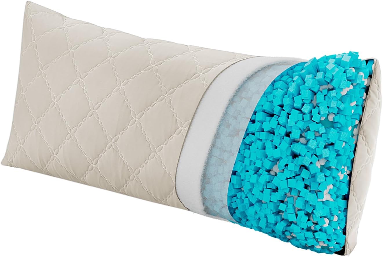 Bedelite Cooling Body Pillow for Adults, Creative Ultra Soft Cool-Touch Quilted Nylon-Spandex Body Pillow Cover, Adjustable Memory Foam Lon…