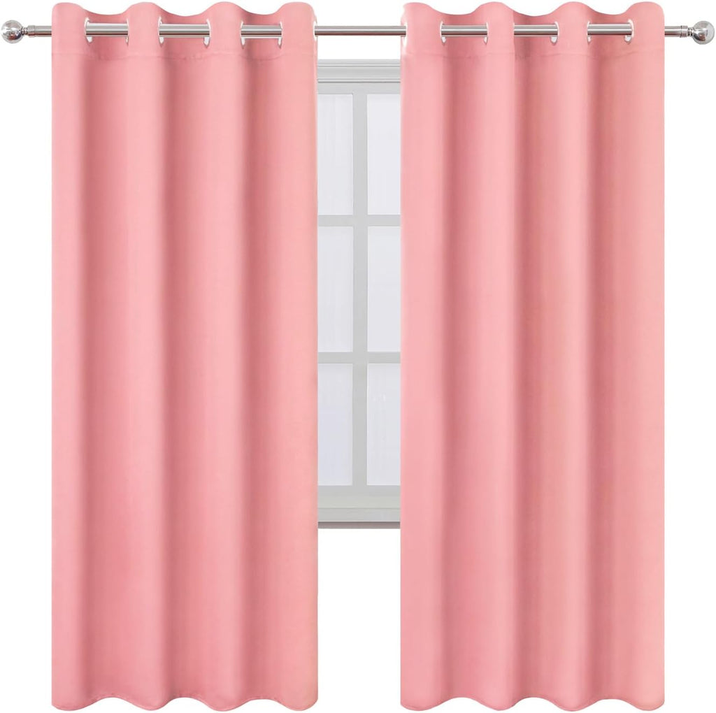 Lemomo Blackout Curtains 66 x 72 Inch Long Pink Curtains Set of 2 Panels Room Darkening Curtains for Bedroom and Living Room 72 Inch Pink