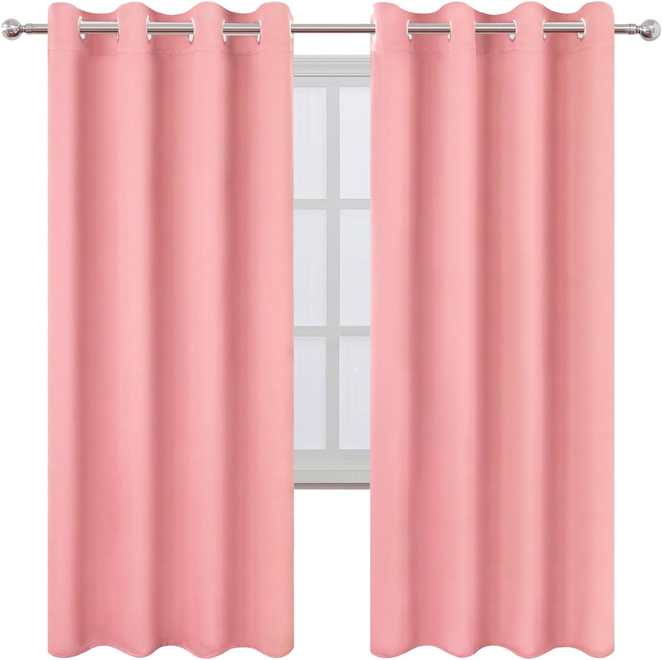 Lemomo Blackout Curtains 66 x 72 Inch Long Pink Curtains Set of 2 Panels Room Darkening Curtains for Bedroom and Living Room 72 Inch Pink