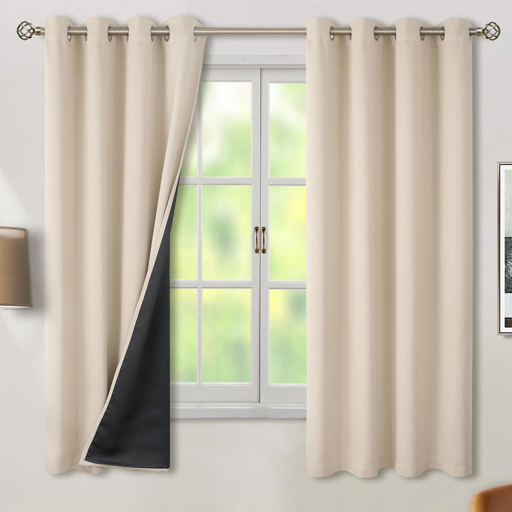 BGment Thermal Insulated 100% Blackout Curtains 63 Inch Length 2 Panels, Total Light Blocking Curtains for Bedroom, Grommet Window Drapes w…