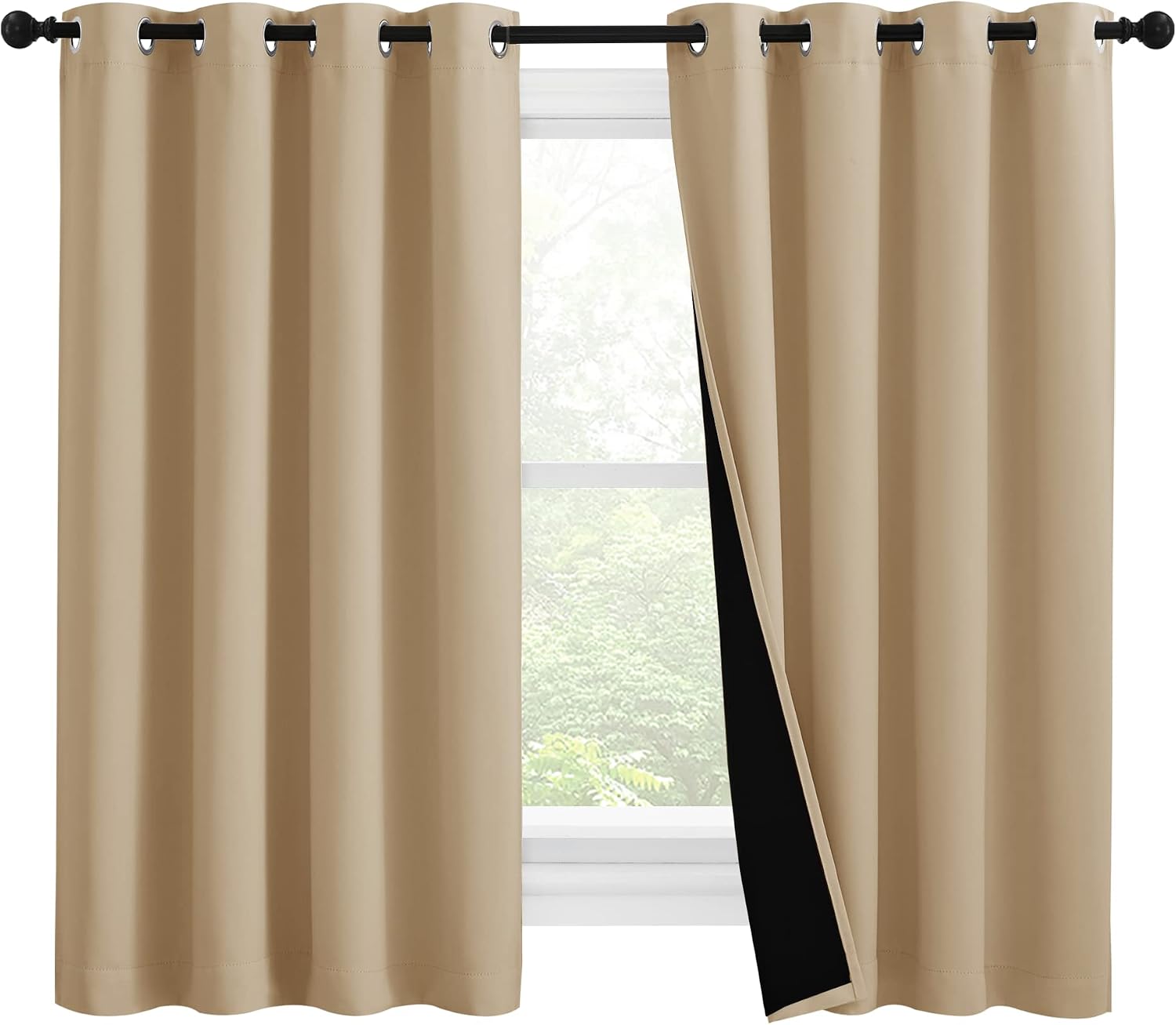 Nicetown Cold Reducing Curtains, Bedroom Full Blackout Curtain Panels, Great Job for Blocking Light, Complete Blackout Draperies with Black…