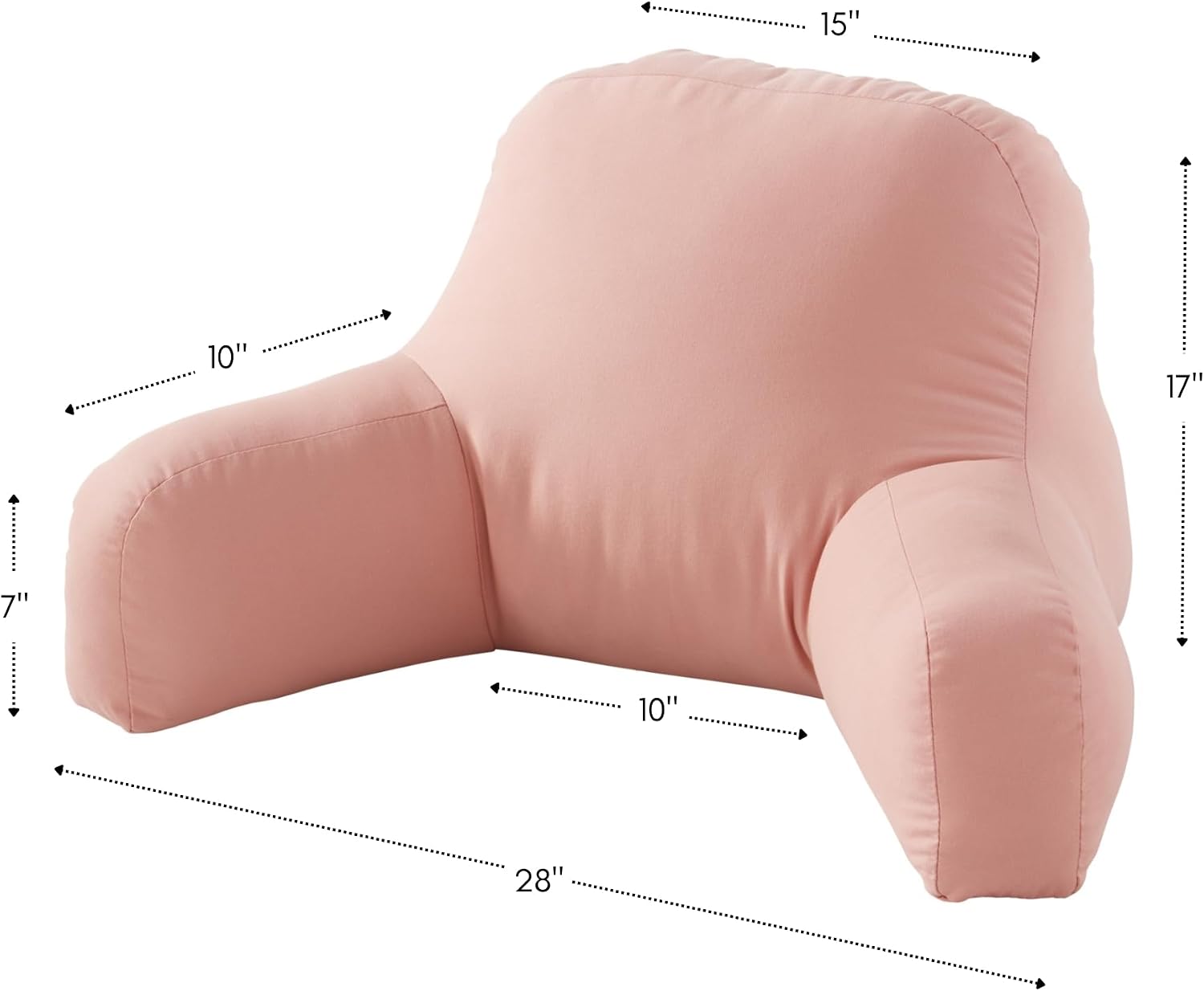 Greendale Home Fashions Cotton Duck Bed Rest Reading Pillow with Arms, Blush