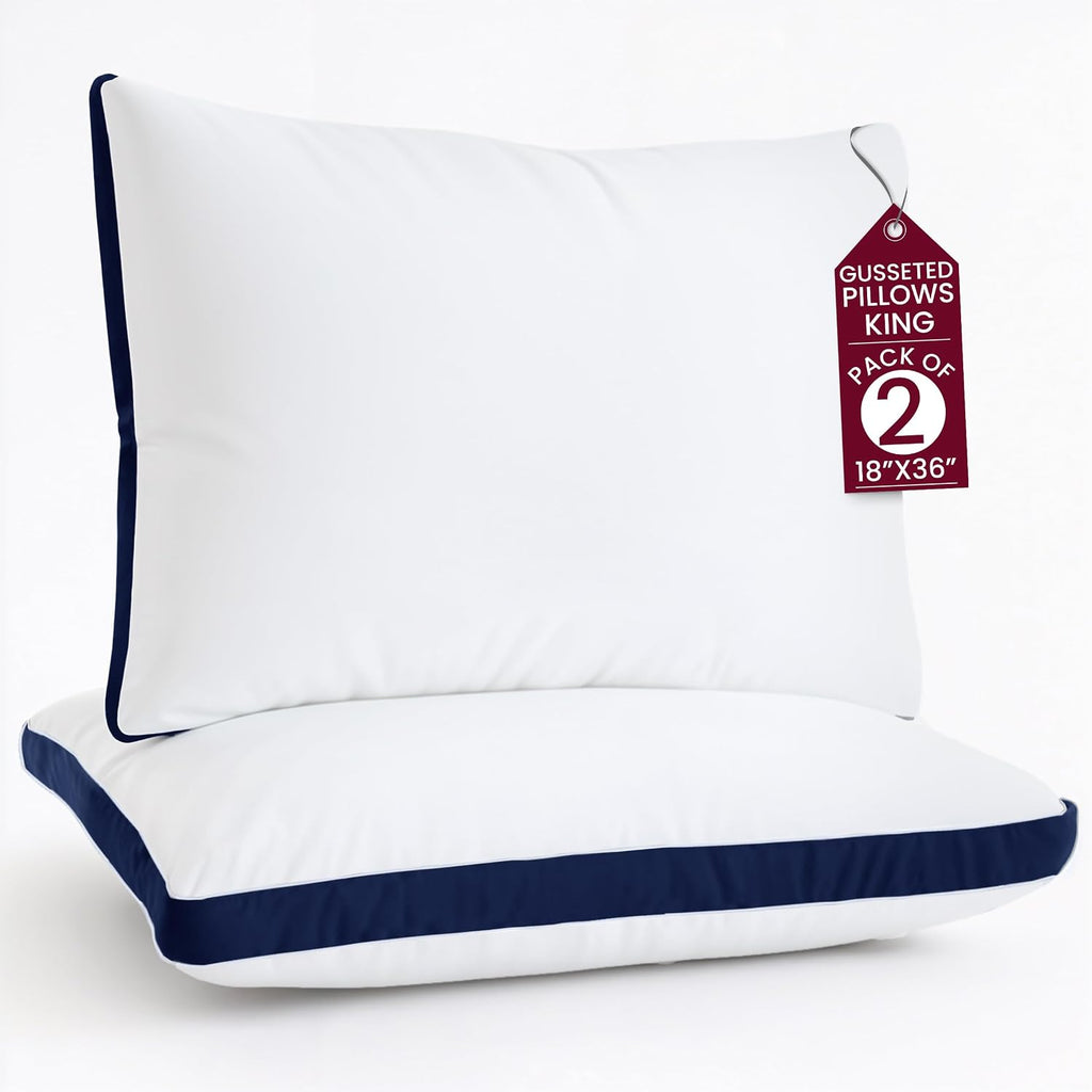 LuxDecorCollection Bed Pillows for Sleeping King Size Set of 2 - LUX Décor Cooling Hotel Gusseted Pillow, Down Alternative Hypoallergenic 1…