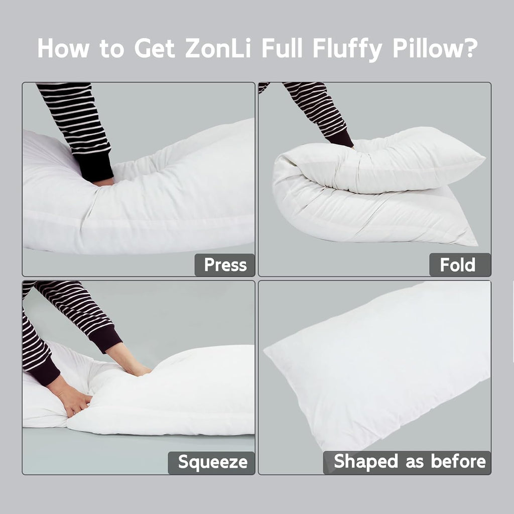Zonli Fluffy Body Pillow, Full Body Pillows for Adults, Long Pillow for Sleeping with Removable Cover and Adjustable Filling for Side Sleep…