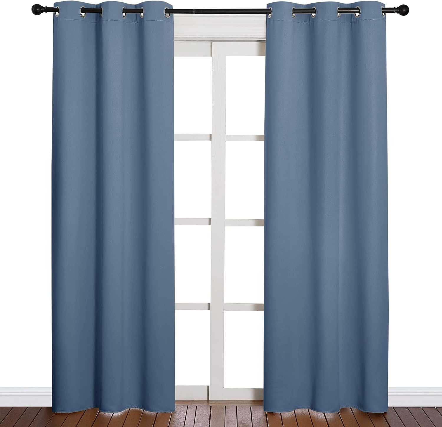 NICETOWN Triple Weave Thermal Insulated Ring Top Blackout Window Curtains for Guest Room (Stone Blue, Double Panels, 42 inches x 84 inches)