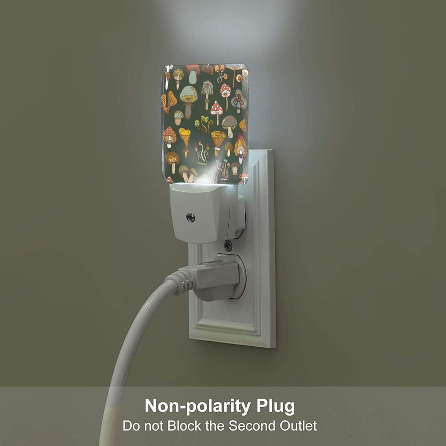 Various Mushrooms Night Light, Plug Into Wall with Dusk to Dawn Light Sensors, Warm Nightlights for Bedroom, Bathroom, Hallway, Kitchen…