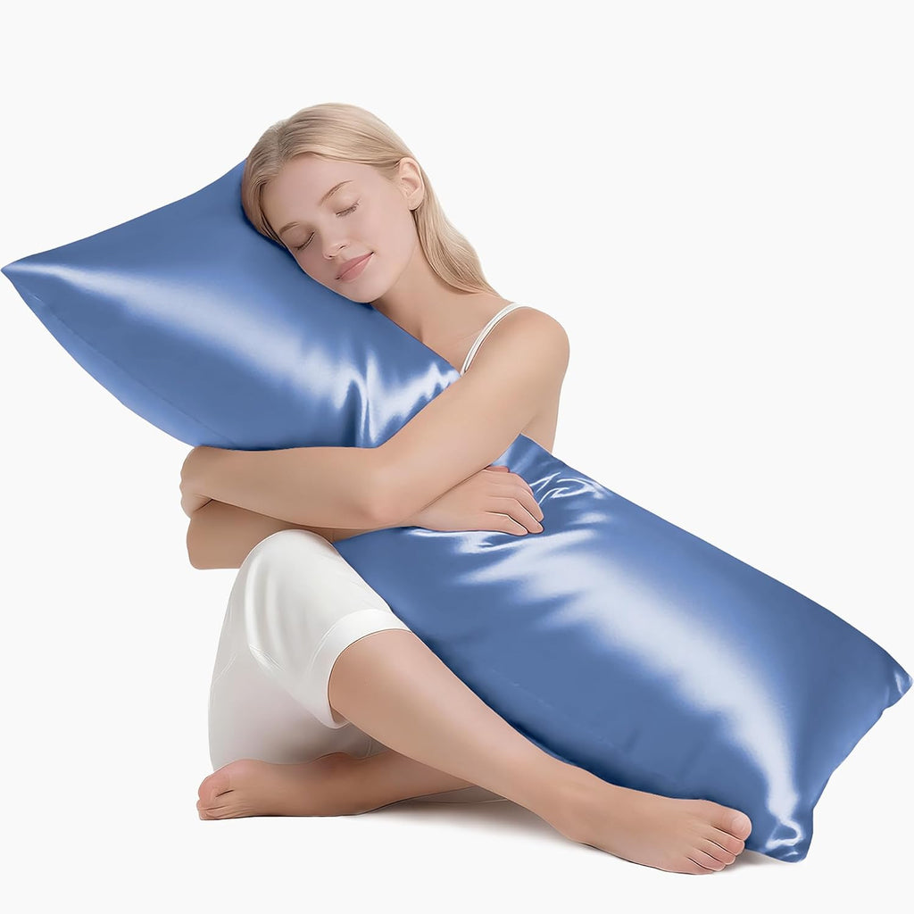 MR&HM Satin Body Pillow Cover, Soft and Breathable Body Pillow Case with Envelope Closure, Cooling and Silky Long Pillowcase for Hair and…