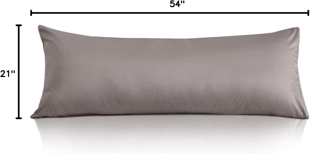 Leeden Body Pillow Cover, 100% Cotton, 800 Thread Count, Soft Breathable Long Pillow Case, Envelope Closure (Light Taupe,21"x 54") Cotton