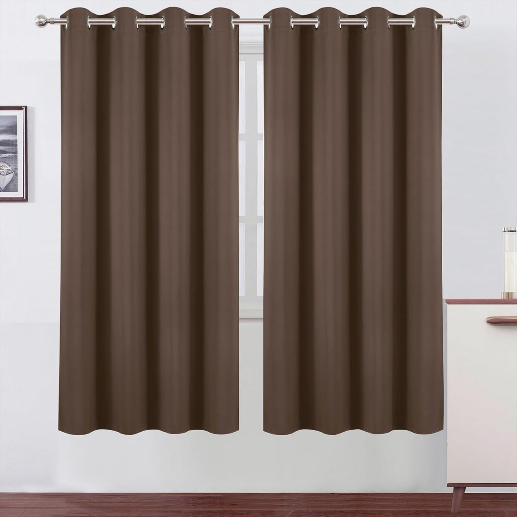 Lemomo Blackout Curtains 66 x 72 Inch Long Chocolate Curtains Set of 2 Panels Room Darkening Curtains for Bedroom and Living Room 72 Inch s…