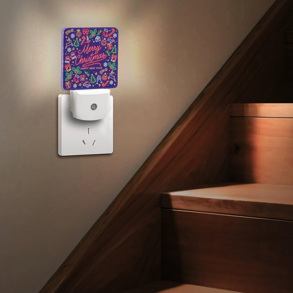 YKJAHSD Merry Chrismas Night Light, Plug into Wall Decor Nightlights for Bedroom, Bathroom, Hallway, Kitchen, with Dusk to Dawn Ligh…