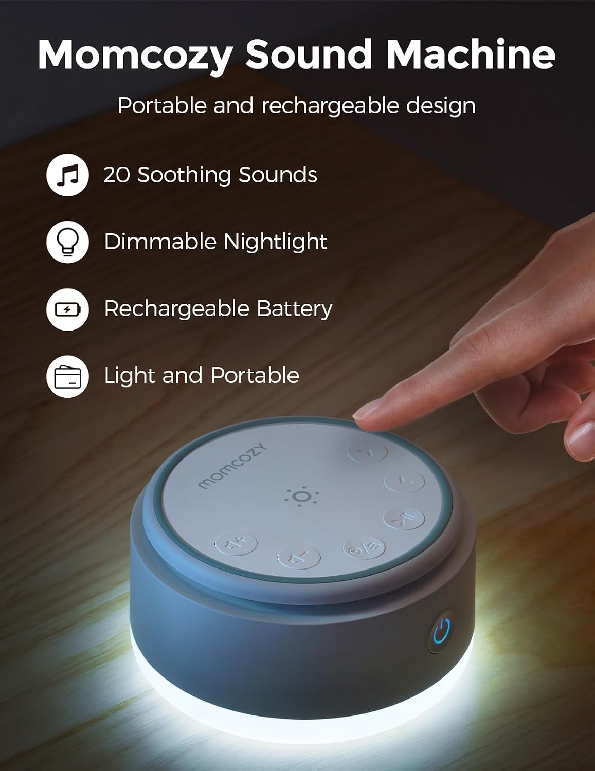 Momcozy Sound Machine for Baby | Portable White Noise Sound Machine for Sleep Rechargeable | 20 Sleep Sounds White Noise Machine with…